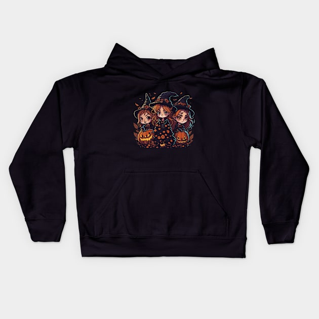 Halloween witches Kids Hoodie by Roshan